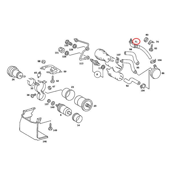 COHLINE製 ベンツ W126 セダン 280SE 300SE 500SE 燃料ホース/フューエルホース 1264701675_1