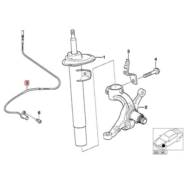 DELPHI製 BMW E46 318i 320i 323i 325i 328i 330i フロント ABSセンサー/スピードセンサー 左側 34526792897 34526752681_1