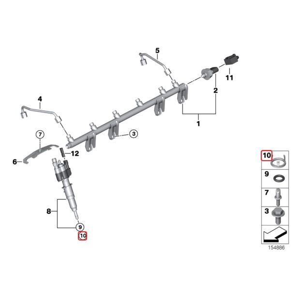 純正 BMW F01 F02 F07 F10 F11 インジェクター 連結解除エレメント 13537564751 740i 750i 740Li 750Li 760Li 550i 550ixDrive｜protechauto｜02