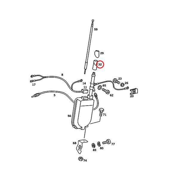 純正 ベンツ W201 190D 190E アンテナゴム/アンテナアダプタガスケット