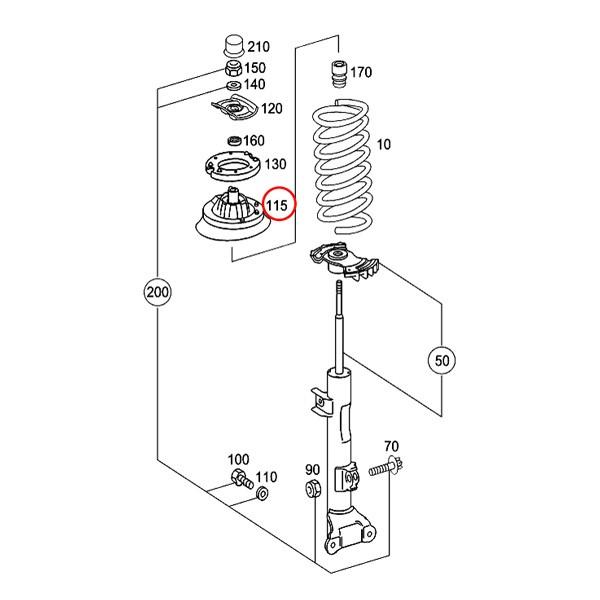 純正OEM LEMFORDER製 ベンツ W203 C180 C200 C230 C240 フロント ショックアッパーマウント/ストラットマウント 左右 2033200273の画像