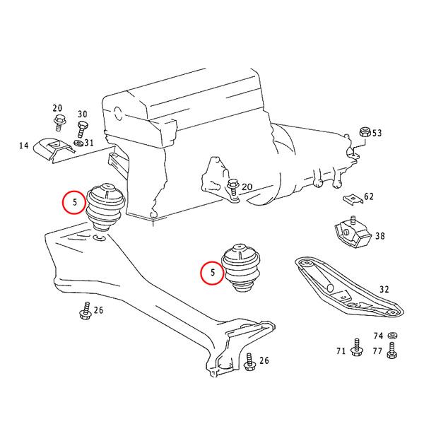 Mercedes-Benz 純正OEM LEMFORDER製 ベンツ W201 190E_2.6 エンジンマウント 左右 1242401917 ...