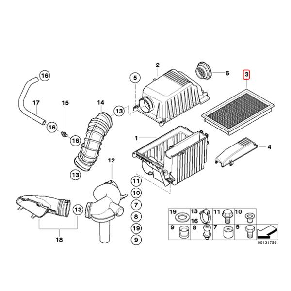 MINI R53前期用 エアインテーク システム 純正中古パーツ セット MINI（ミニ） 純正OEM MAHLE製 BMW MINI R52 R53 CooperS エア