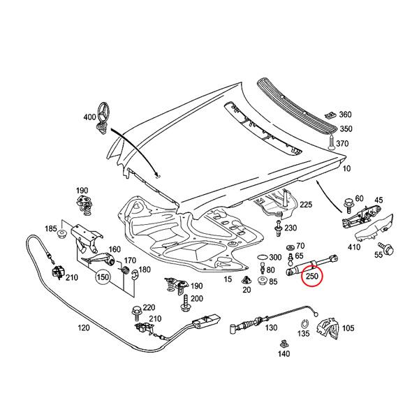 MEYLE製 ベンツ W211 E240 E250 E280 E300 E320 E320CDI ボンネットダンパー/エンジンフードダンパー 片側 2118800029 2118800329｜protechauto｜02