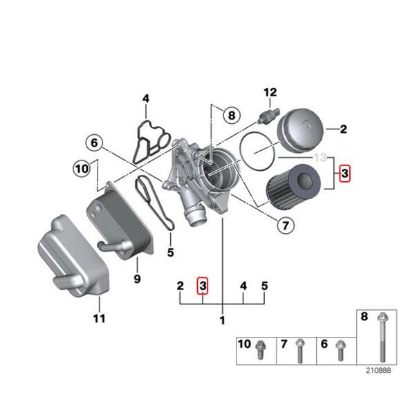 MEYLE製 BMW X1/E84 X3/E83 F25 xDrive20i 25i 28i 30i 35i 2.5si 3.0si エンジンオイルフィルター 11427566327 11427854445 11427541827｜protechauto｜02