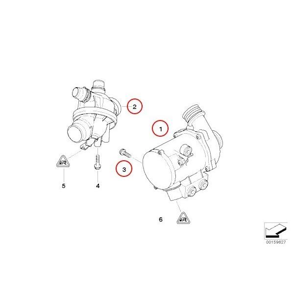 BMW E63 電動ウォーターポンプ＆ボルト＆サーモスタット 97℃ N52 N53 11517563183 11517586925 11517546994 11510392553 11537549476 630i｜protechauto｜02