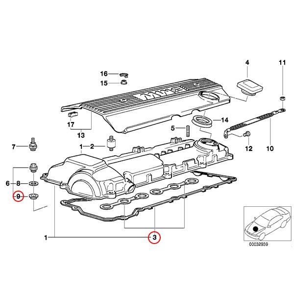 VICTOR REINZ製 BMW E34 520i 525i ヘッドカバーパッキン/タペットパッキン ラバーシール付き 11120034107 11121437395 11121726537 | BMW | 01