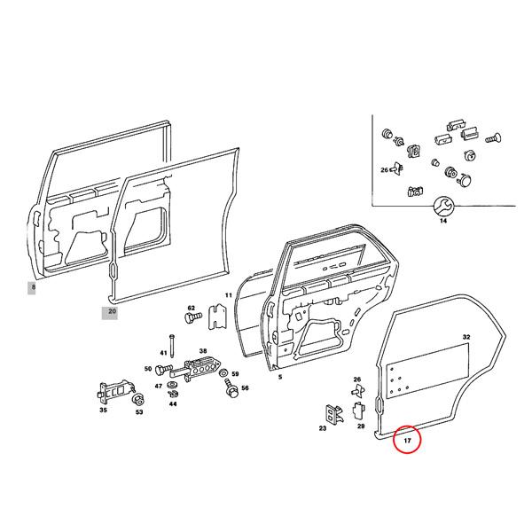 URO製 ベンツ W123 230 230E 240D 250 リアドア ウェザーストリップ 左右セット 1237300178 1237300278 | Mercedes-Benz | 01