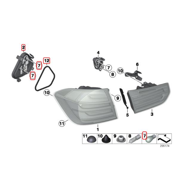 URO製 BMW F30 ActiveHybrid3 テールライト バルブホルダー/バルブソケット 左右セット ガスケット＆バルブ付き 63217313043 63217313044 | BMW | 01
