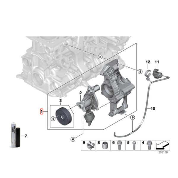 BMW F22 F23 F30 F31 F34 220i 320i 330i ウォーターポンプASSY＆サーモスタット B48 エンジン用 11517644809 11518638026 11537644811｜protechauto｜02