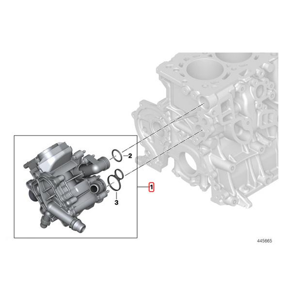 BMW F22 F23 F30 F31 F34 220i 320i 330i ウォーターポンプASSY＆サーモスタット B48 エンジン用 11517644809 11518638026 11537644811 | BMW | 02