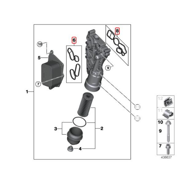 全国送料200円 BMW i8/I12 I15 i8 オイルクーラー/オイルフィルターハウジング ガスケットセット 11428591461 11428575900 11428591460 | BMW | 01