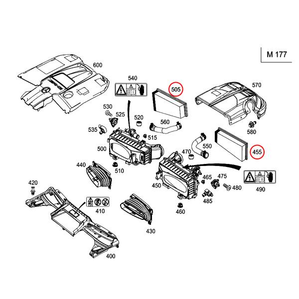 純正OEM MANN製 ベンツ W463 W222 G63 S63 S63_4MATIC+ エアフィルター/エアクリーナー/エアエレメント 左右セット 1770940000 1770940100 | Mercedes-Benz | 01