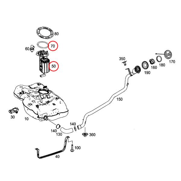 ベンツ W176 W246 A180 A250 B180 B250 燃料ポンプ/フューエルポンプ Oリング付き 2464700994 0259971845 | Mercedes-Benz | 01