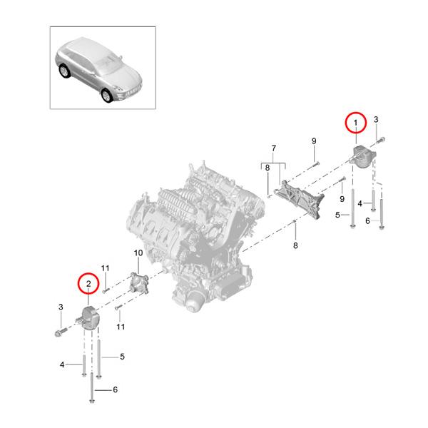 Porsche Macan マカン 95B H26〜30年式 エンジンマウントブッシュ 左右セット 94637505740 94637505840 | PORSCHE | 01