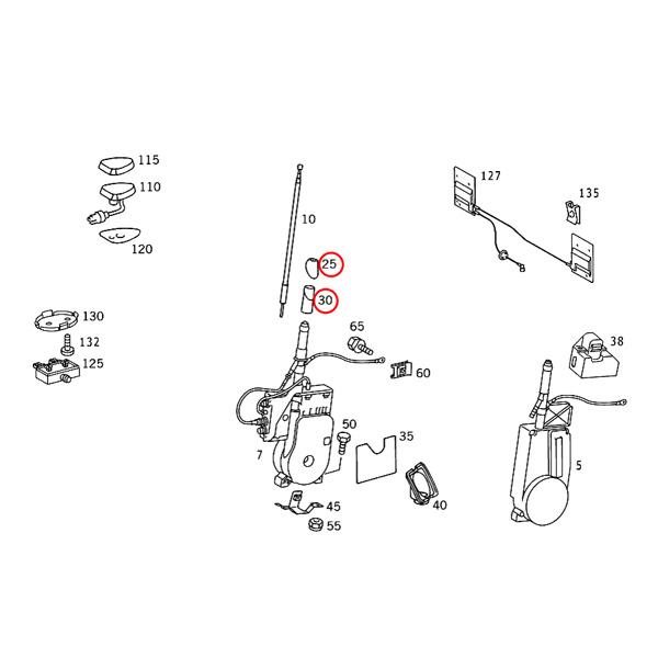 URO製 ベンツ R129 SL320 アンテナゴム/アンテナアダプタガスケット/アンテナグロメット 上下セット 1298270298 1298270398 | Mercedes-Benz | 01