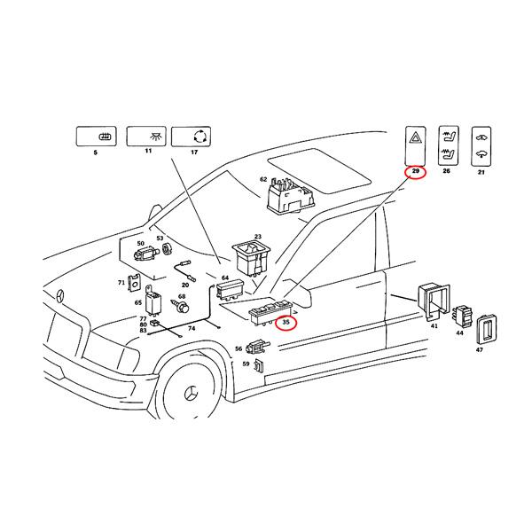 ベンツ W123 200 200D 200T 230C 230CE 230E 230TE 240D 240TD パワーウインドウ＆ハザードスイッチ 0008208210 0008208110 0008209010 | Mercedes-Benz | 01