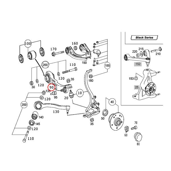 Beck/Arnley製 ベンツ R230 SL550 SL55AMG フロント ロアアーム/コントロールアーム 左右 ABCサスペンション用 2303303907 2303304007 | Mercedes-Benz | 01