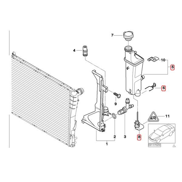 BMW X5/E53 3.0i ラジエーターサブタンク センサー＆クリップ付 17117573781 17137787039 17137524812 17111707777 17132248252 | BMW | 01