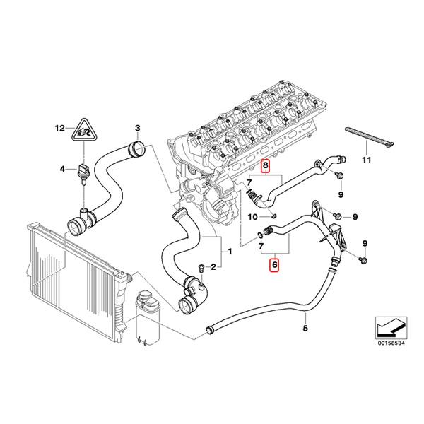 BMW Z3/E36 Z4/E85 2.0 2.2i 2.5i 2.8 3.0i ウォーターパイプ＆ヒーターフィードパイプ 11537502525 11531705210 | BMW | 01