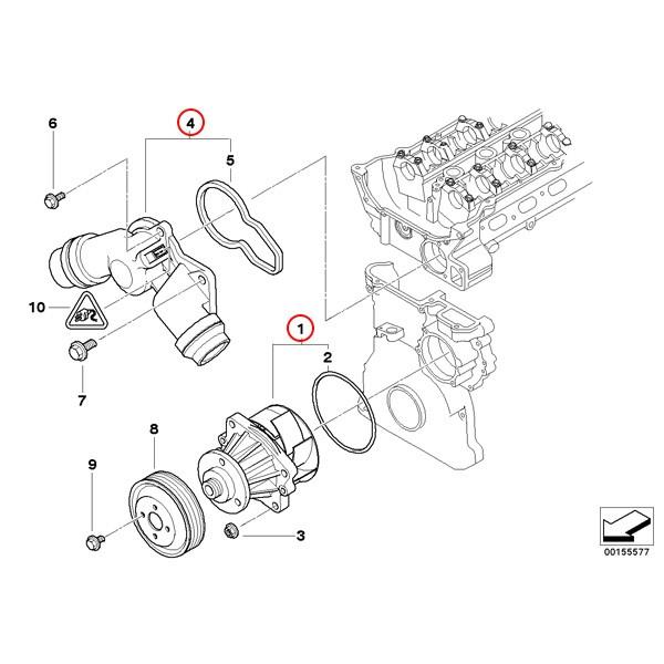 GRAF製 BMW Z4/E85 Z3/E36 ウォーターポンプ＆サーモスタット M52 M54 11517527910 11517509985 11517527799 2.0 2.2i 2.8 3.0i｜protechauto｜02