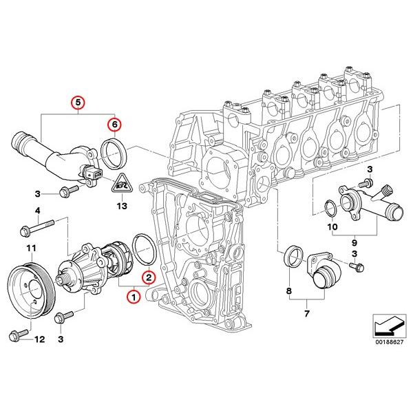 BMW Z3/E36 1.9 ウォーターポンプ＆サーモスタット M43 直4エンジン 11510393338 11531437085 | グラフ | 01