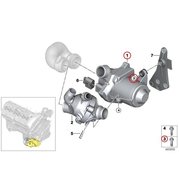 BMW 純正OEM E82 F13 F12 F06 電動ウォーターポンプ＆取付ボルト3本 