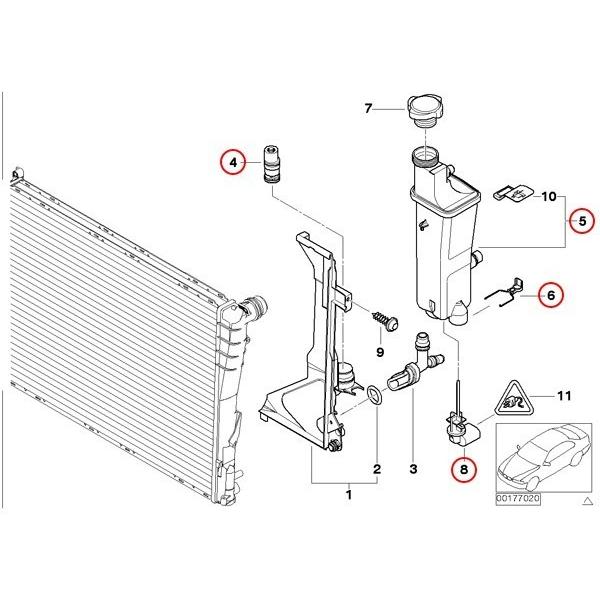 BMW E46 セダン ツーリング クーペ ラジエーターサブタンク ATサーモスタット＆キャップセット 17117573780 17137524812 17111437362 | BMW | 03