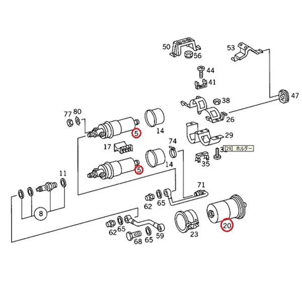 ベンツ W202 C140 燃料ポンプ2本＆燃料フィルター 0030915301 0020918801 0020915901 0024774501 0024771901 0024770601 C280 CL500 CL600 |  | 01