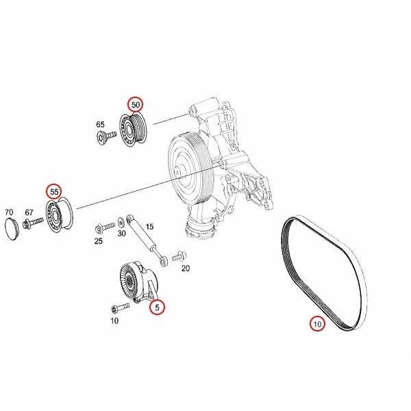 ベンツ X164 ベルトテンショナー＆ガイドプーリー2個＆ファンベルト 4点セット M272 M273 2722000270 2722020619 2722020719 0019931896 | Mercedes-Benz | 01