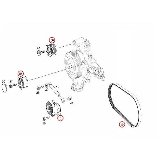ベンツ W221 W211 W212 W203 W204 ベルトテンショナー＆プーリー2個＆ファンベルト 4点 2722000270 2722020419 0002020919 0019931896 | Mercedes-Benz | 01