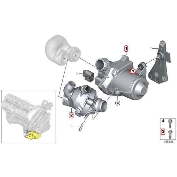 BMW X3/E83 電動ウォーターポンプ＆サーモスタット＆アルミボルト3本 N52 11517563183 11537549476 11510392553 2.5si 3.0si xDrive25i 30i | BMW | 01