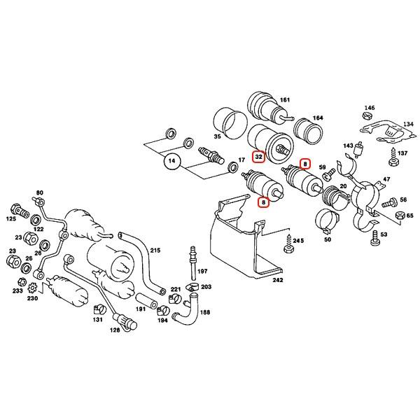 ベンツ W463W201 燃料ポンプ2本＆燃料フィルター直径80mm 0030915301 0020918801 0020915901 0024774401 0024771301 0024771701 300GE 190E |  | 01
