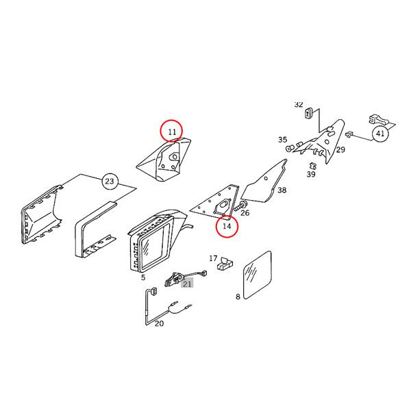 ベンツ W124 220E 220TE 230E 230TE 260E 280E ドアミラーキャップ＆ラバーブーツ 左右セット 右ハンドル用 1248110361 1248110261 | Mercedes-Benz | 01