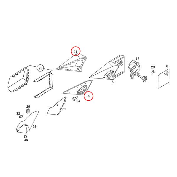 ベンツ W124 220E 220TE 230E 230TE 260E 280E ドアミラーキャップ＆ラバーブーツ 左右セット 右ハンドル用 1248110361 1248110261 | Mercedes-Benz | 02