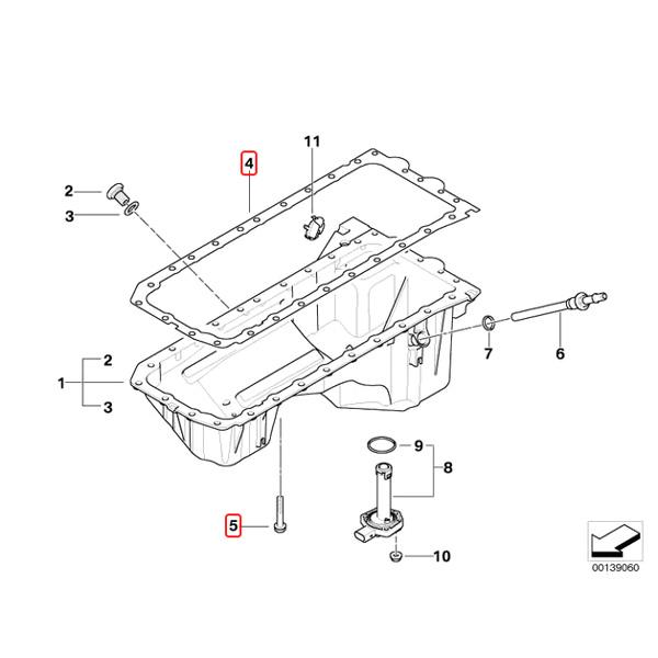 BMW E60 E61 E63 525i 530i 530xi 630i エンジンオイルパンガスケット ボルト付き 11137548031 11132210959 11130392549 | BMW | 01