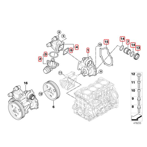 BMW E46 316ti 318Ci 318i 318ti ウォーターポンプ 4点セット 11517515778 11517511221 11517511220 11537510959 11517572859 11517542128 | BMW | 01