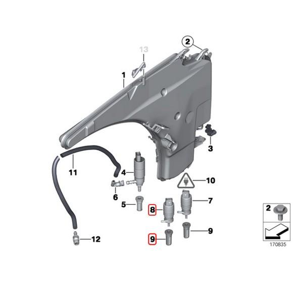 URO製 BMW E60 E61 ウィンドウウォッシャーポンプ＆グロメット 67127302589 67126934159 61667006063 525i 530i 530xi 540i 545i 550i M5 | BMW | 03