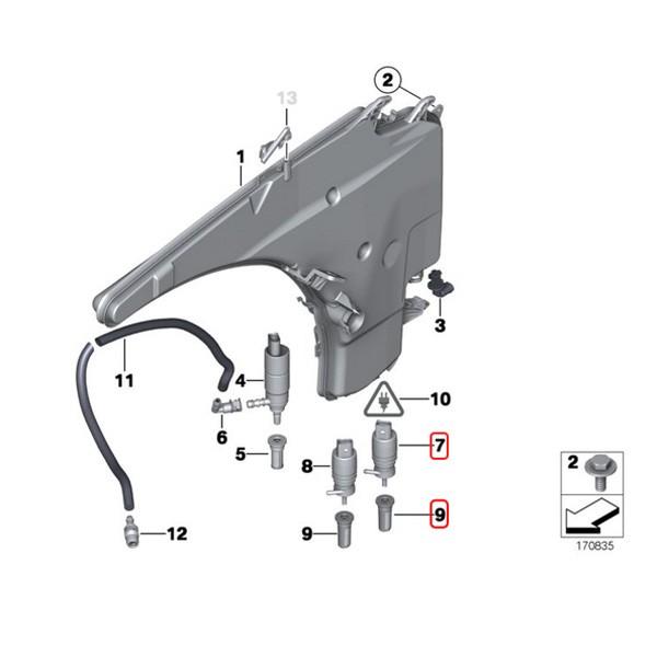 [優良品]BMW Z3/E36 Z4/E85 E86 ウィンドウウォッシャーポンプ＆グロメット 67128362154 61667006063 1.9 2.0 2.2i 2.5i 3.0i 3.0si 2.8 M | BMW | 03