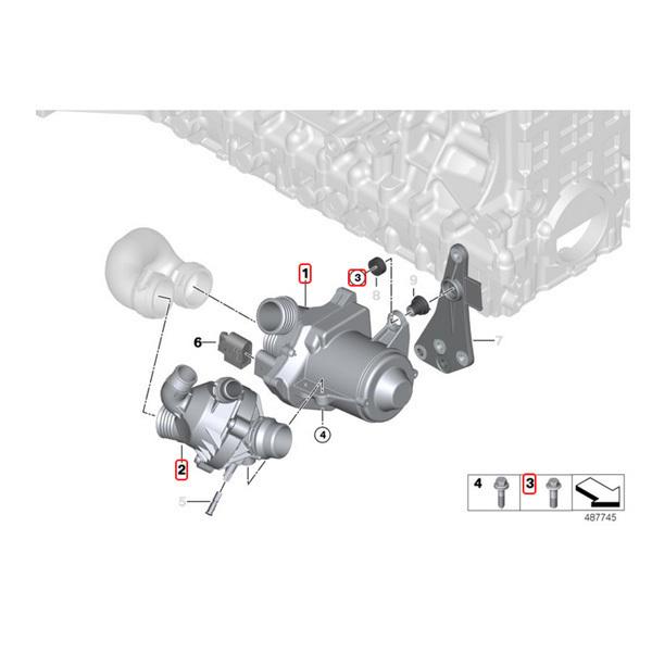 [優良品]BMW E90 E91 E92 E93 E82 Z4/E89 純正OEM 電気式ウォーターポンプ＆OEM サーモスタット ボルト付 11517632426 11537549476 | BMW | 01