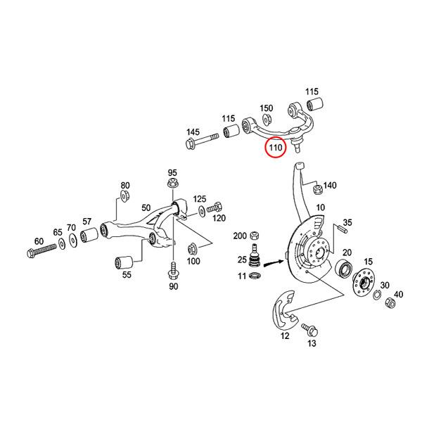 マイレ製 ベンツ W164 ML350 ML500 ML550 ML63AMG フロント アッパーアーム 左右セット 2513300707 2513302500 2513300807 2513302600 | Mercedes-Benz | 01