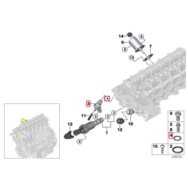 純正OEM BMW E90E91E92E93 320i 323i 325i 325xi 330i 330xi 335i カムシャフトセンサー Oリング付 13627525014 13627558518 12141748398 | BMW | 02