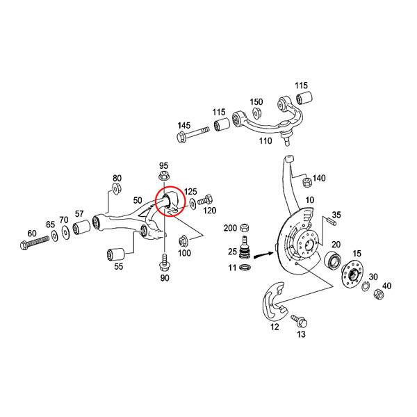 MEYLE製 ベンツ X164 GL550 フロント ロアアームブッシュ 後部側用 左右セット 1643301707 1643302907 1643301807 1643303007 1643331214 | Mercedes-Benz | 01