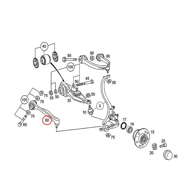 マイレ製 ベンツ W220 S500 S55AMG S600 フロント スラストロッド 左右セット 2203301811 2203304311 2203301711 2203304411 | Mercedes-Benz | 01