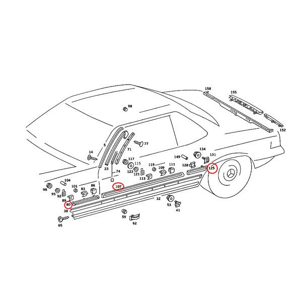 URO ベンツ R107 280SLC 350SLC 380SLC 450SLC 500SLC フェンダーモール 一台分 1078800182 1078800282 1077200180 1077200280 1076900980 | Mercedes-Benz | 01