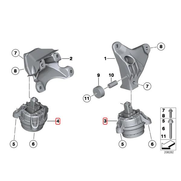純正OEM LEMFORDER製 BMW F10 ActiveHybrid5 エンジンマウントブッシュ 左右セット 22116858975 22116858976 | BMW | 01