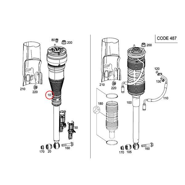 ベンツ W222 S550 S600 S63AMG リア/リヤ エアサス/ショックアブソーバー/エアストラット 左右セット 2223207313 2223207413 | Mercedes-Benz | 01