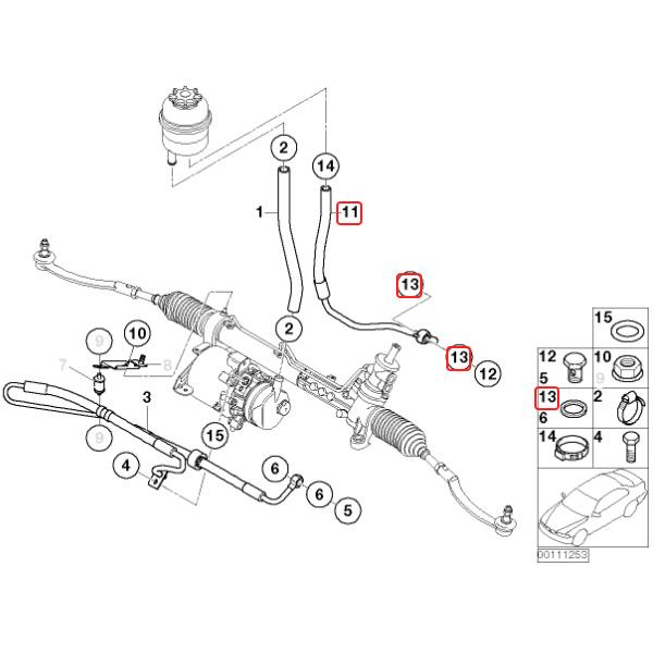 URO BMW MINI ミニ R50 クーパー Cooper ワン One 1.6i パワステリターンホース シールリング付 32416781744 32416754459 32411093597 | MINI | 01