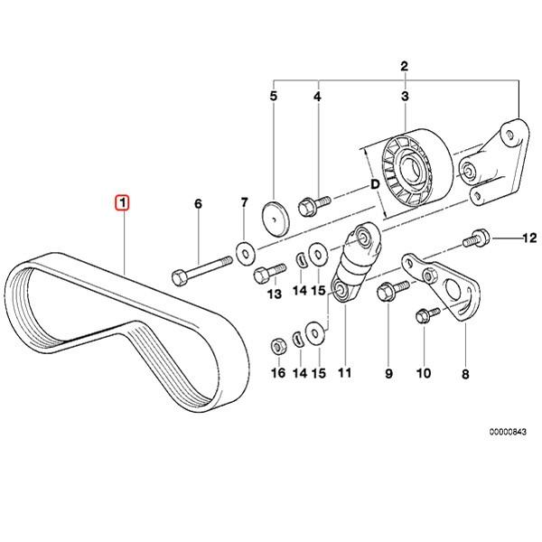 [優良品]BMW 7シリーズ E32 E38 730i 740i 740iL エアコンベルト/ACベルト 11287833266 | BMW | 01