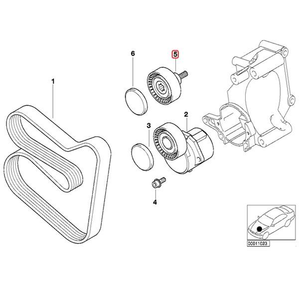 BMW 3シリーズ E46 318i ファンベルト アイドラプーリー/テンションプーリー/ガイドプーリー M43 エンジン用 11281435594 | BMW | 01